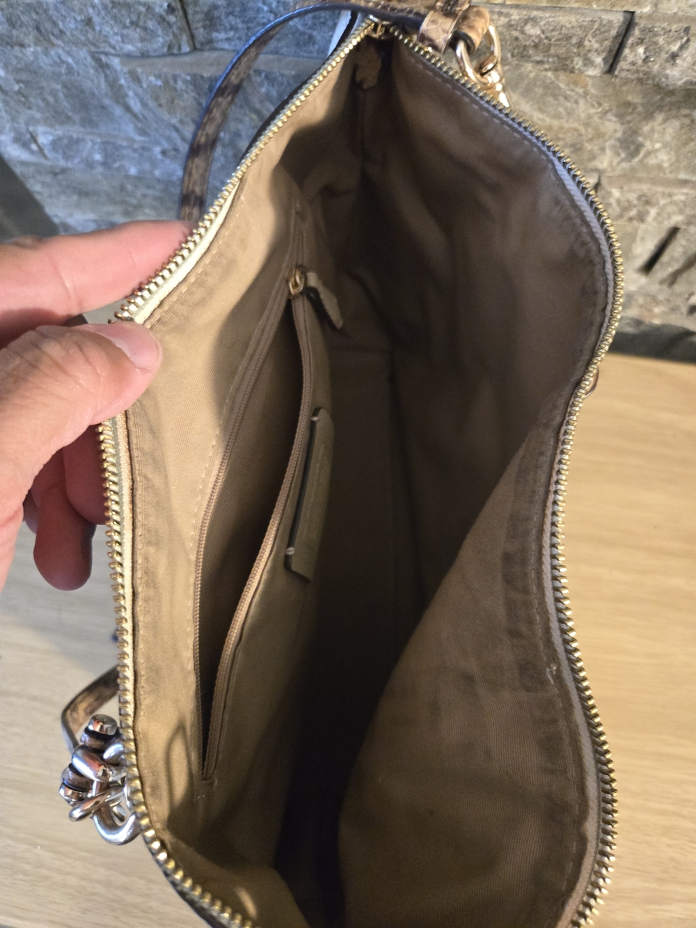 Coach Brown Signature Canvas Tote with White Trim - Picture 4 of 4